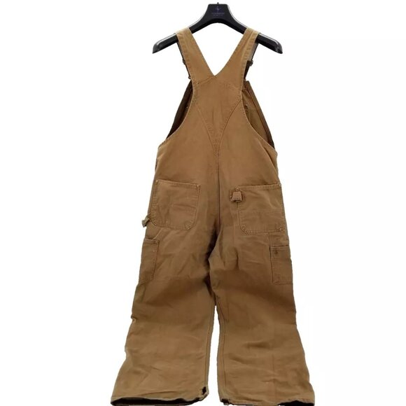 Carhartt USA R01 BRN Duck Bib Overalls Double Knee Unlined 38 x32 Distressed - Picture 2 of 15